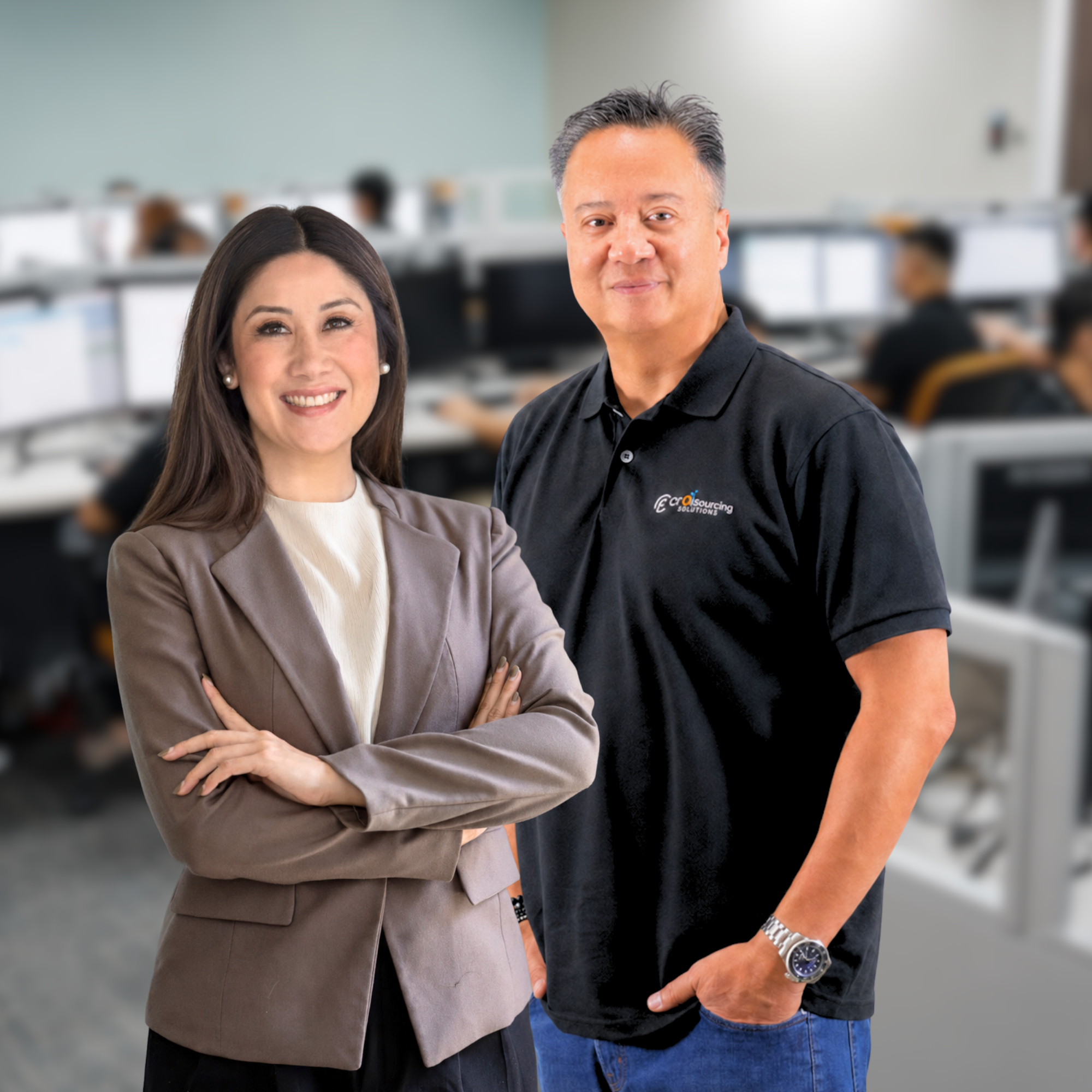 Three CF Outsourcing leaders together in the Philippines operations office